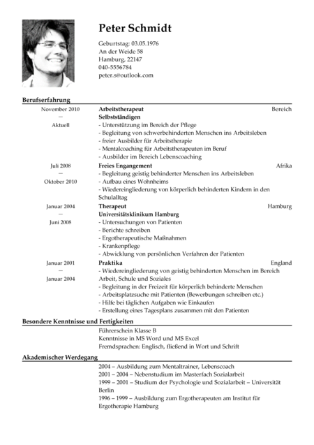 Occupational Therapist CV full